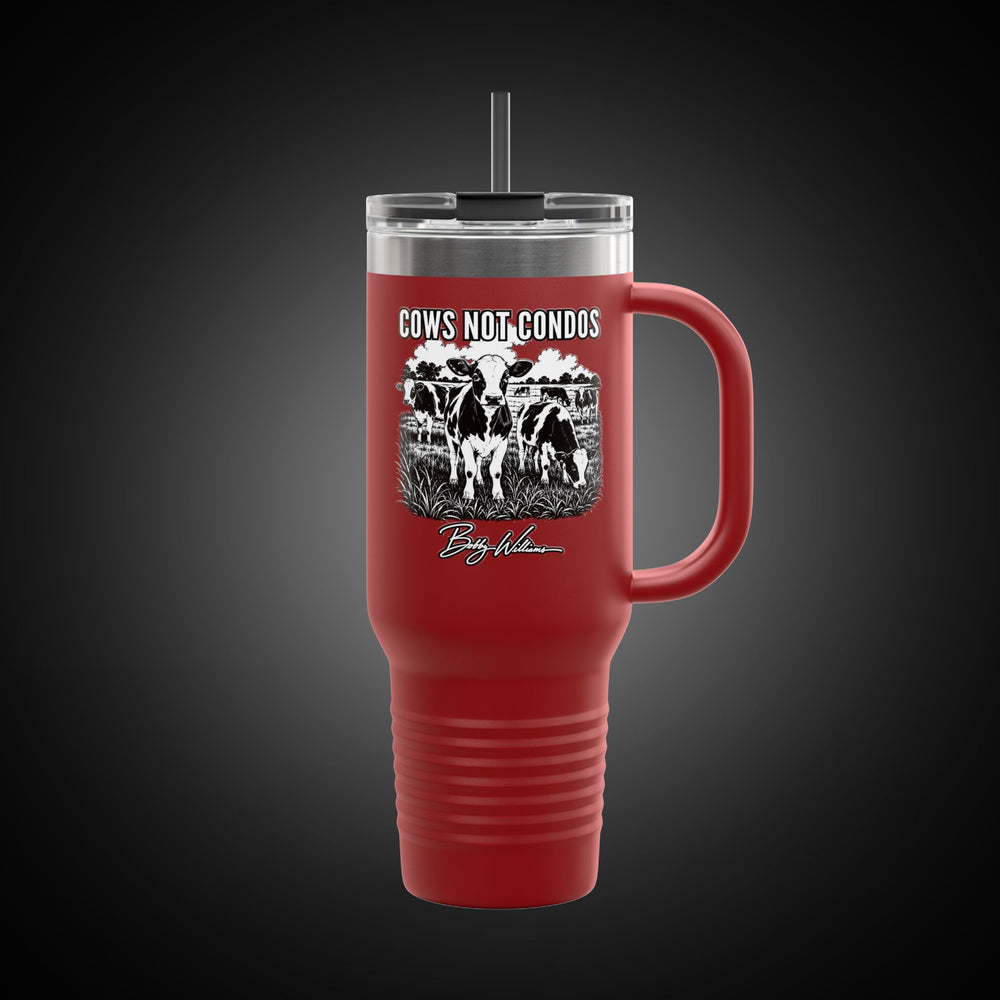 40oz Insulated Travel Mug — "Cows Not Condos" Bobby Williams